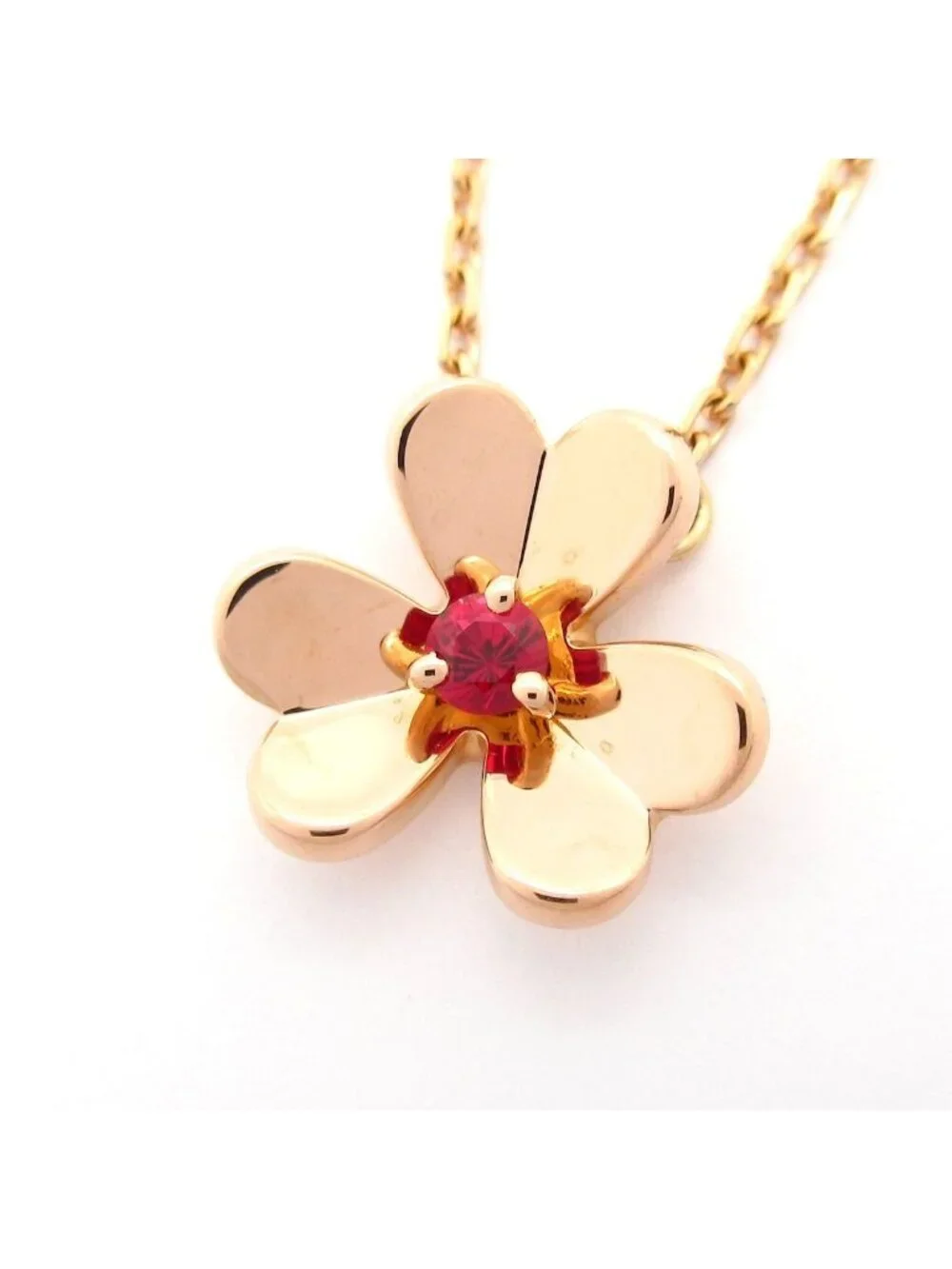 Van Cleef & Arpels Necklace Frivol Pendant Mini Model 18K Pink Gold Ruby